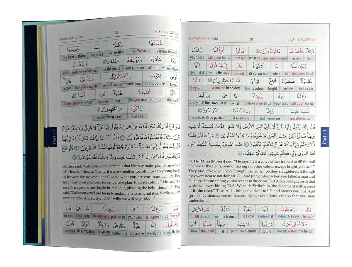 Study The Noble Quran Word For Word (3 Volumes - Colored) by Dr. Mohammad Muhsin Khan